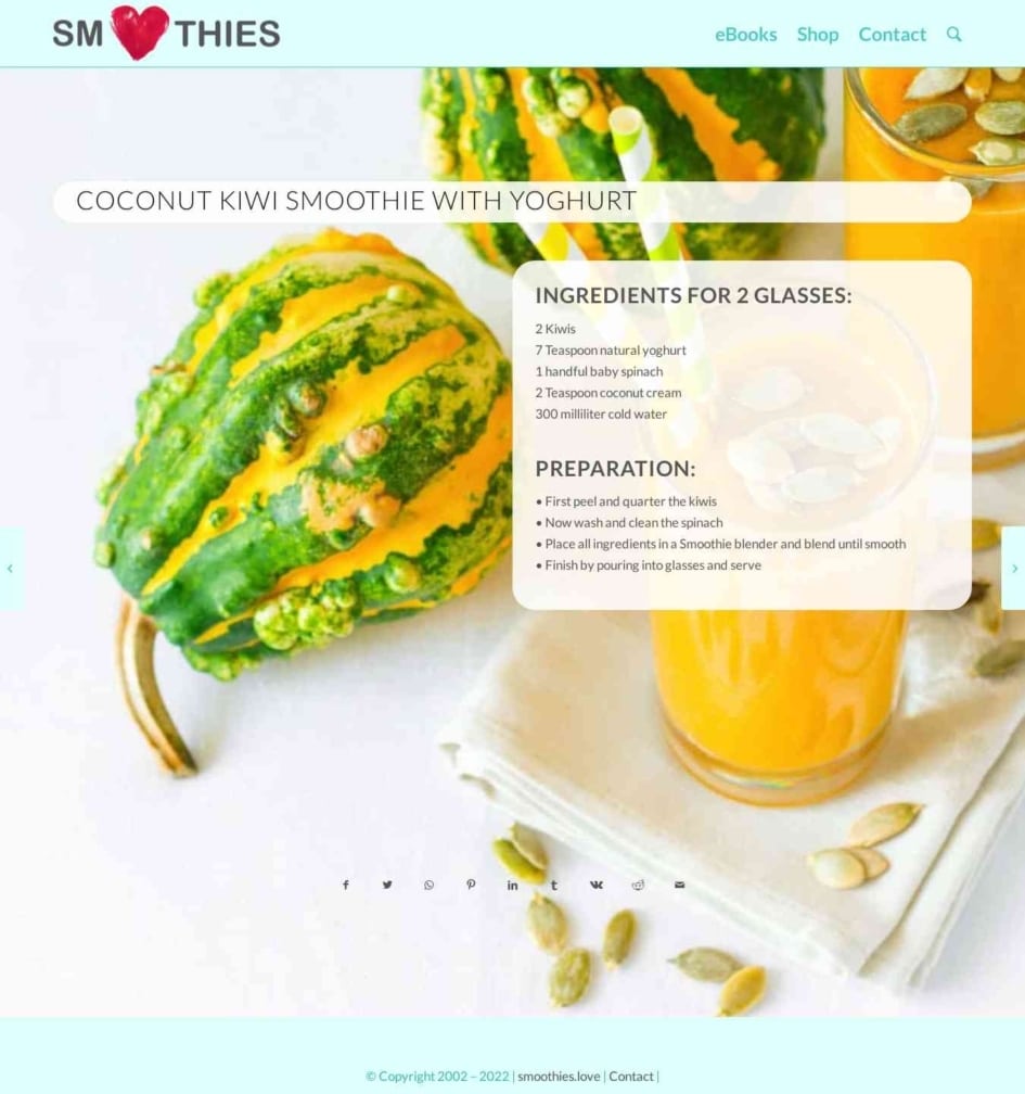 Coconut kiwi Smoothie with yoghurt Smoothies Love