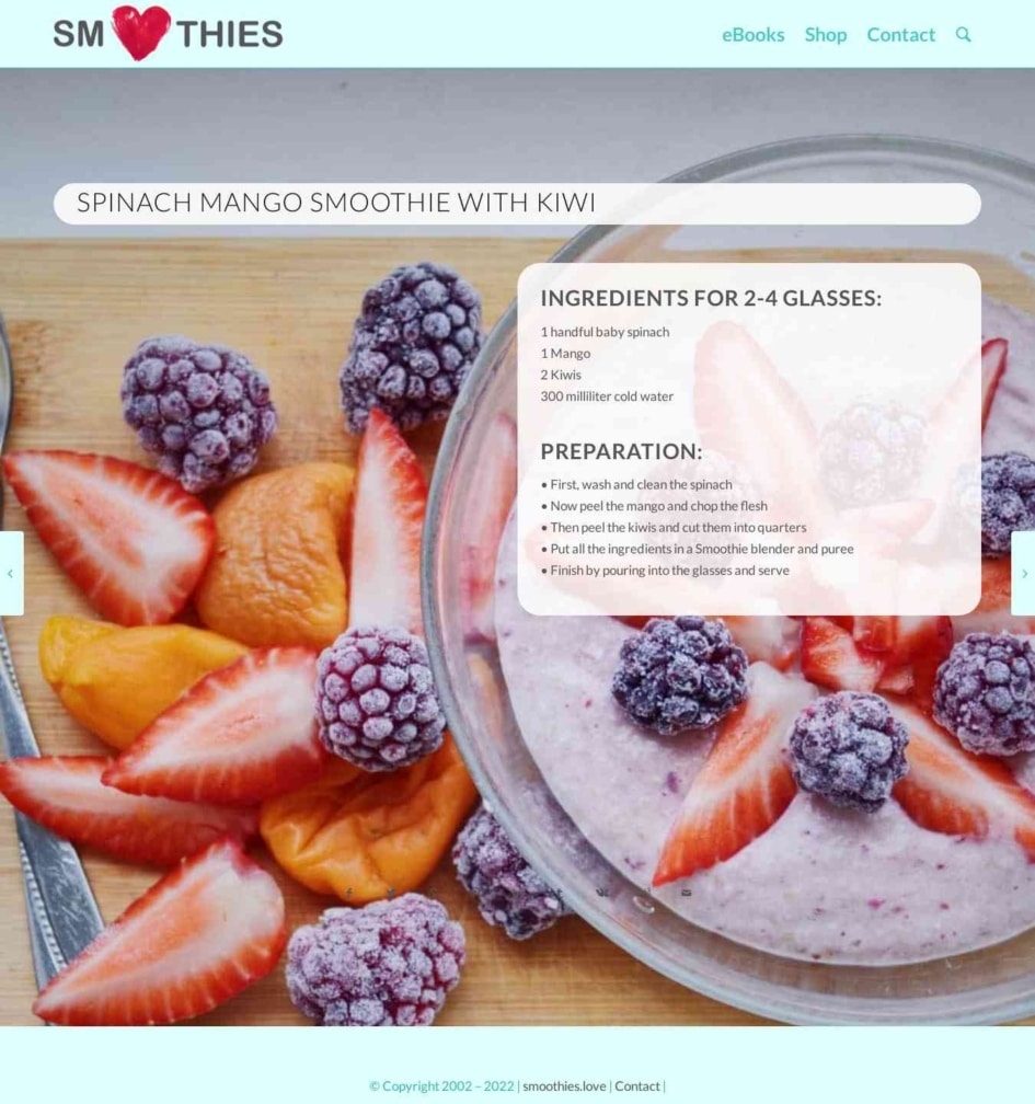 Spinach Mango Smoothie with Kiwi Smoothies Love