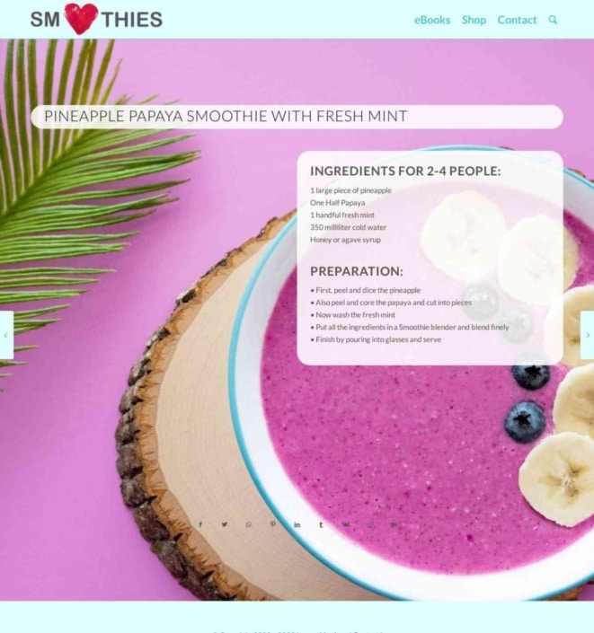 Ananas papaja Smoothie s svežo meto