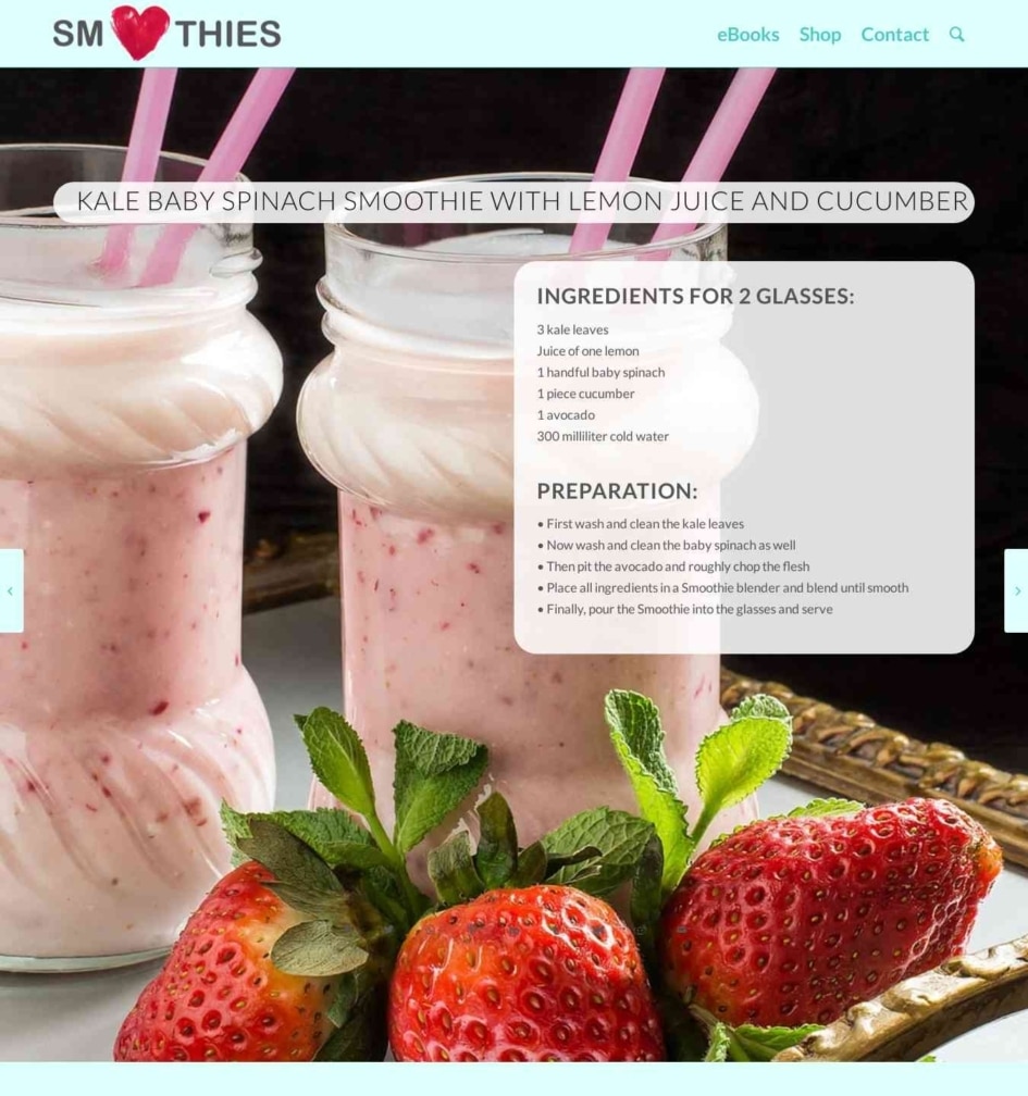 Kale baby spinach Smoothie with lemon juice and cucumber Smoothies Love