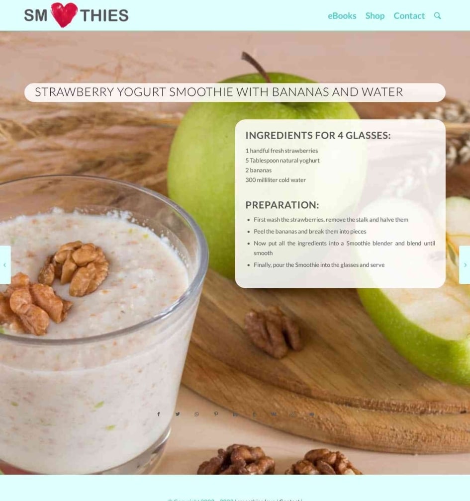 Strawberry Yogurt Smoothie with Bananas and water Smoothies Love