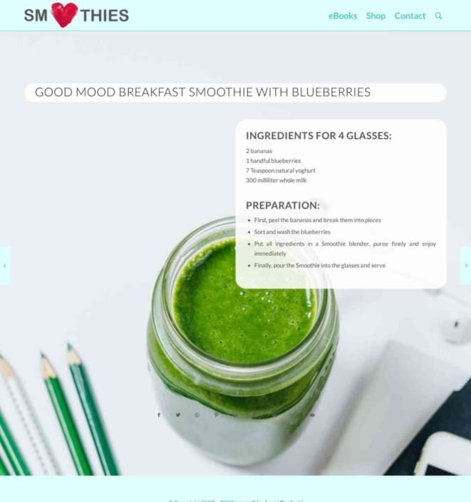 Goed humeur ontbijt Smoothie met bosbessen