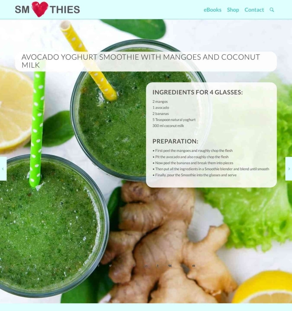 Avocado yoghurt Smoothie with mangoes and coconut milk Smoothies Love