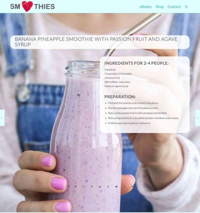 Smoothie μπανάνα-ανανάς με φρούτα του πάθους και σιρόπι αγαύης