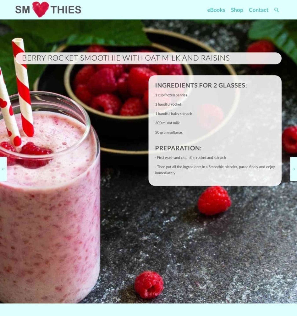 Berry Rocket Smoothie with Oat Milk and Raisins Smoothies Love