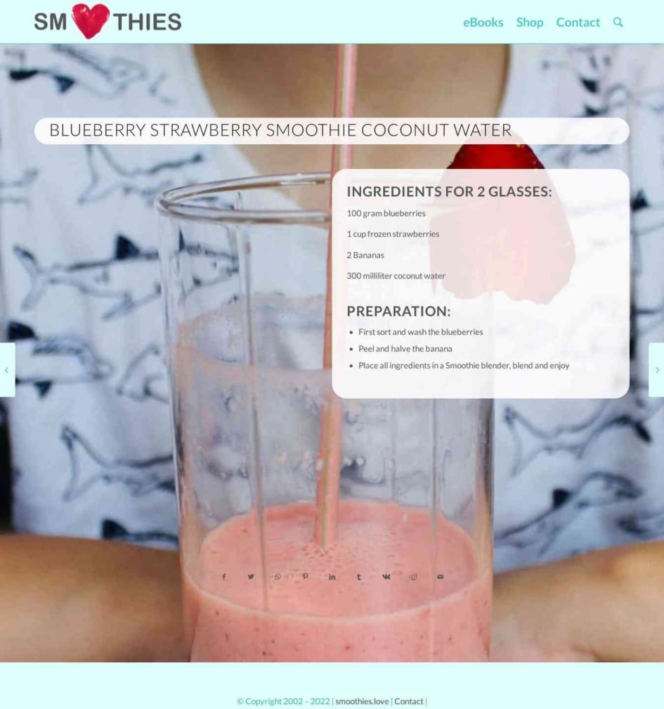 Blueberry strawberry Smoothie coconut water Smoothies Love