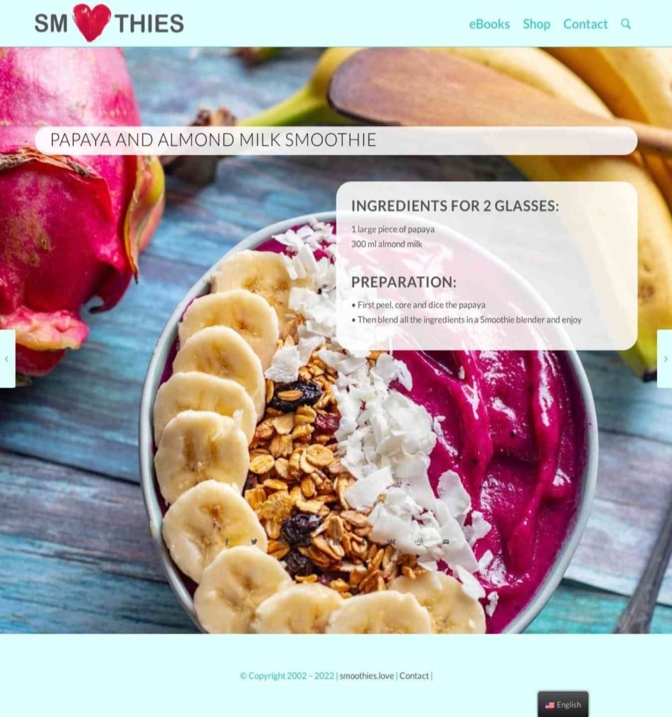 Papaya and almond milk Smoothie Smoothies Love