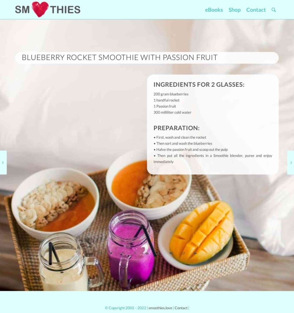 Blueberry Rocket Smoothie with Passion Fruit Smoothies Love