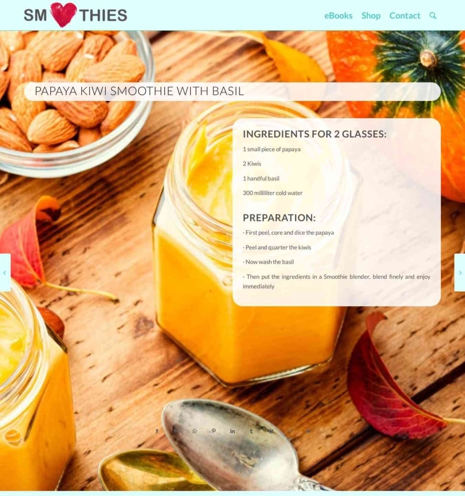 Papaya kiwi Smoothie with basil Smoothies Love