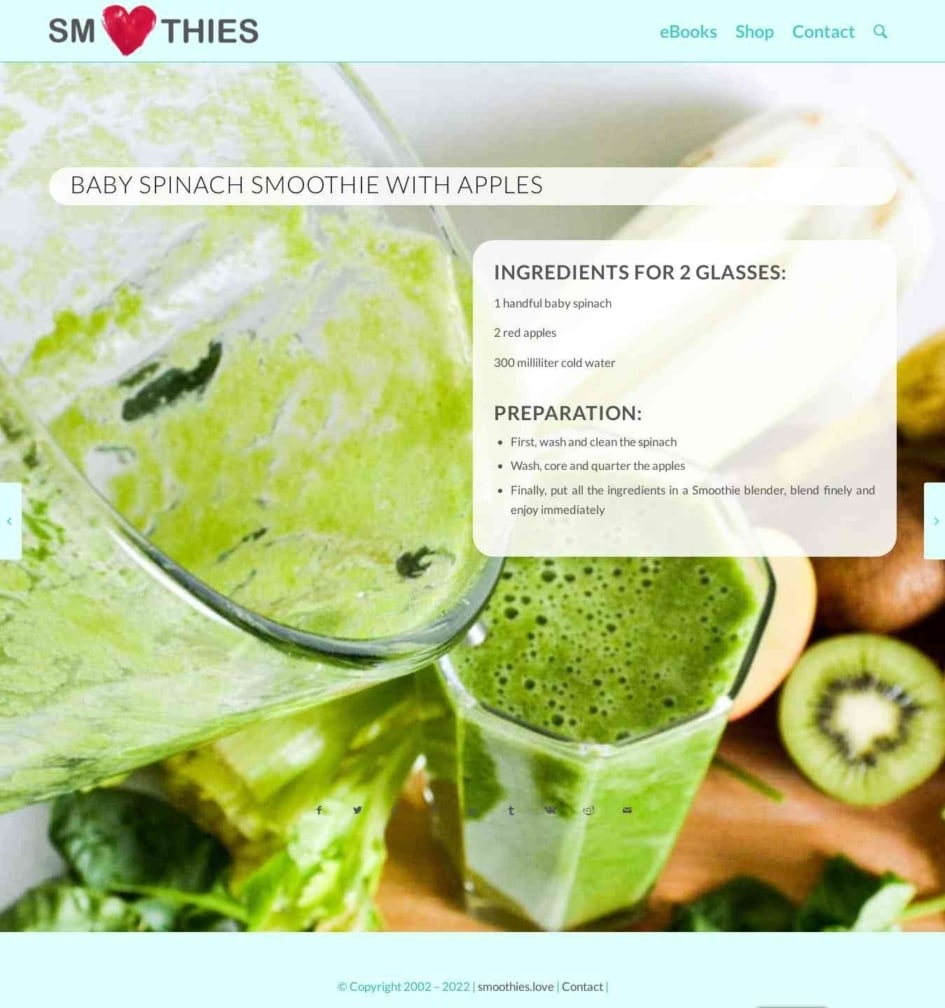 Baby spinach Smoothie with apples Smoothies Love