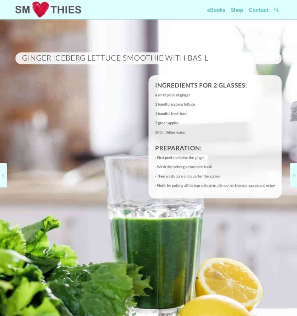 Ginger iceberg lettuce Smoothie with basil Smoothies Love