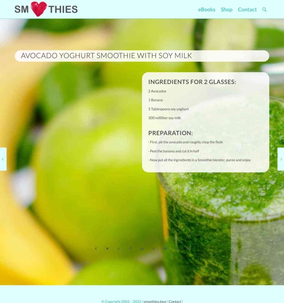 Avocado yoghurt Smoothie with soy milk Smoothies Love