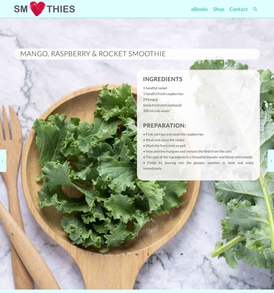 Mango, Raspberry & Rocket Smoothie Smoothies Love