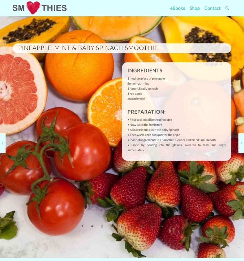 Pineapple, Mint & Baby Spinach Smoothie Smoothies Love